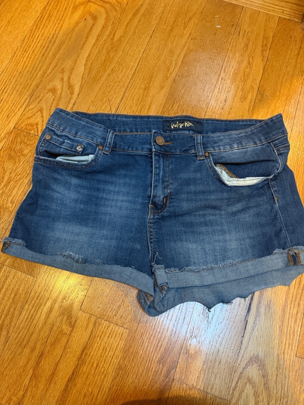 🌸Indigo Rein Dark Blue Rolled Hem Denim Shorts